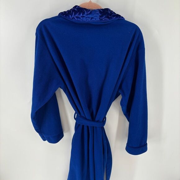 Adonna Deep Blue Women's Robe with Textured Collar - Picture 6 of 7